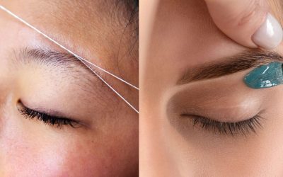 A Close Up Of A Woman Having Her Eyebrows Threaded And Waxed